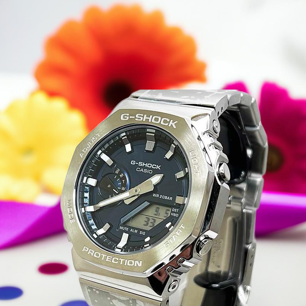 【2024年新作】G-SHOCK ジーショック カシオメンズウオッチ メンズ腕時計 国内正規品 メタルベゼル・バンドモデル GM-2110D-2BJF　メンズ シルバー