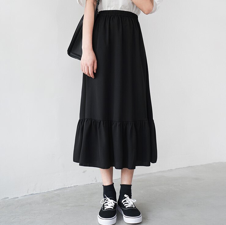 3色 スカート 春夏 カジュアル フレアスカート ミモレ丈 ミディアム丈 無地 ウエスト ゴム 白 ホワイト 黒 ブラック カーキ かわいい 大人可愛い きれいめ シンプル カジュアル 上品 おしゃれ 5,793円