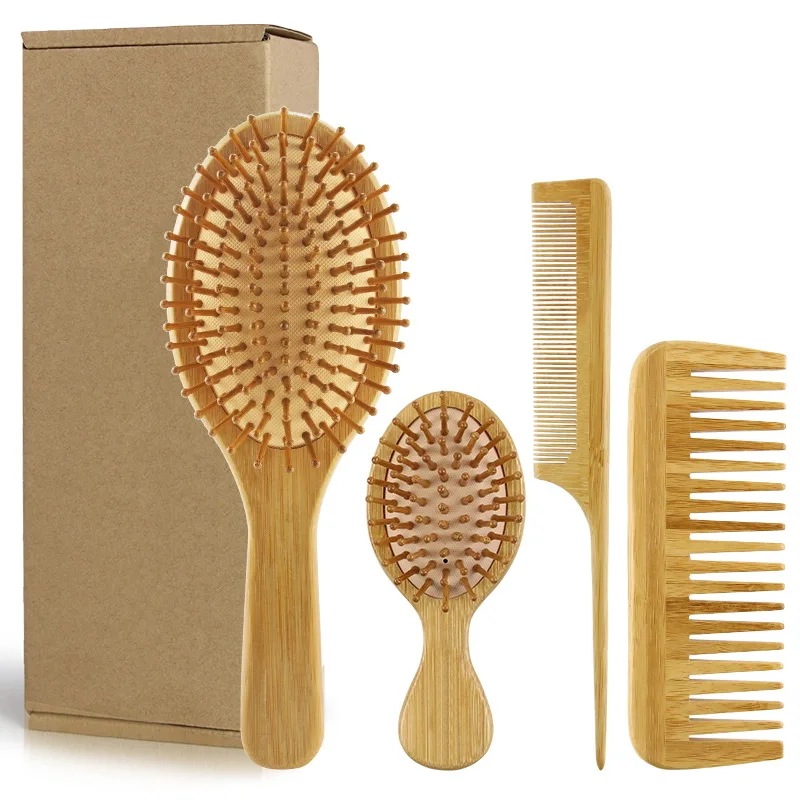 納期1~3週間程：女性用帯電防止コーム,ヘアブラシ,マッサージ,竹,高品質,デタングラー,減量,スタイリングツール,理髪店アクセサリー