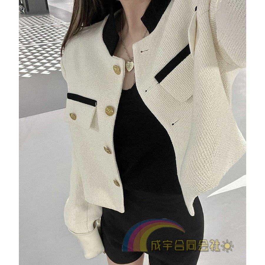 本日の限定商品 折り襟ジャケットレディース長袖ツイードジャケットブレザージャケットショート丈ゆったり春コート薄手スプリングコートアウター韓国風着痩せ折り襟ジャケットレディース