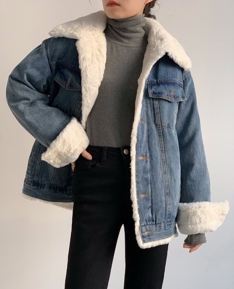 デニムジャケット レディース 裏ボア ジャケット アウター 秋冬 コート ショート丈 ゆったり ステンカラー 韓国 ファッション 大人可愛い おしゃれ カジュアル バレンタイン プレゼント