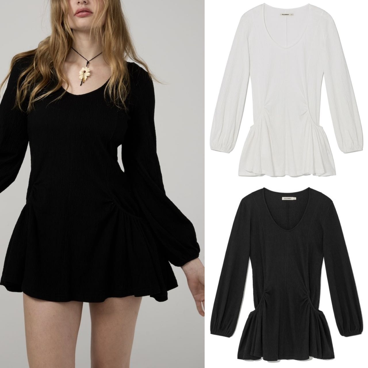 HOUSE WRINKLE DRESS (BLACK/WHITE)