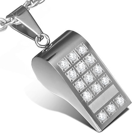 ホイッスルステンレスペンダントトップ 笛 ネックレス 首飾り 男性 女性 審判 アクセサリー リアル