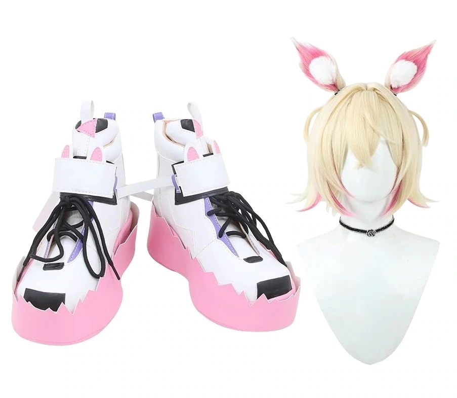 コスプレ靴モココアビスガードウィッグ耳付きVtuberブーツ下駄シューズ長靴コスプレクリスマスハロウィン
