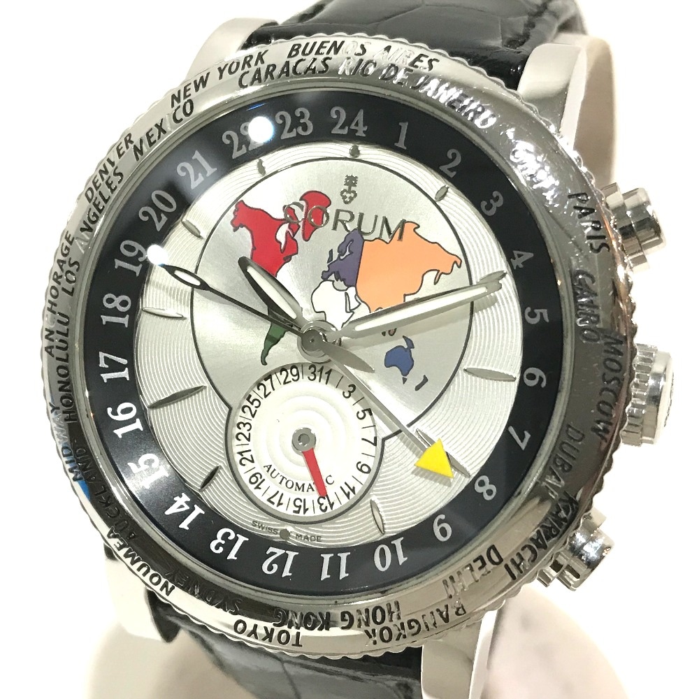 CORUM コルム 腕時計 983.201.20 クラシカルGMT 裏スケ 自動巻き SS シルバー 148,500円