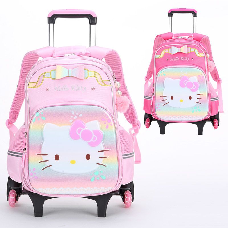 HelloKitty小学生拉杆书包儿童女生三轮大容量背包爬楼可拆卸双肩