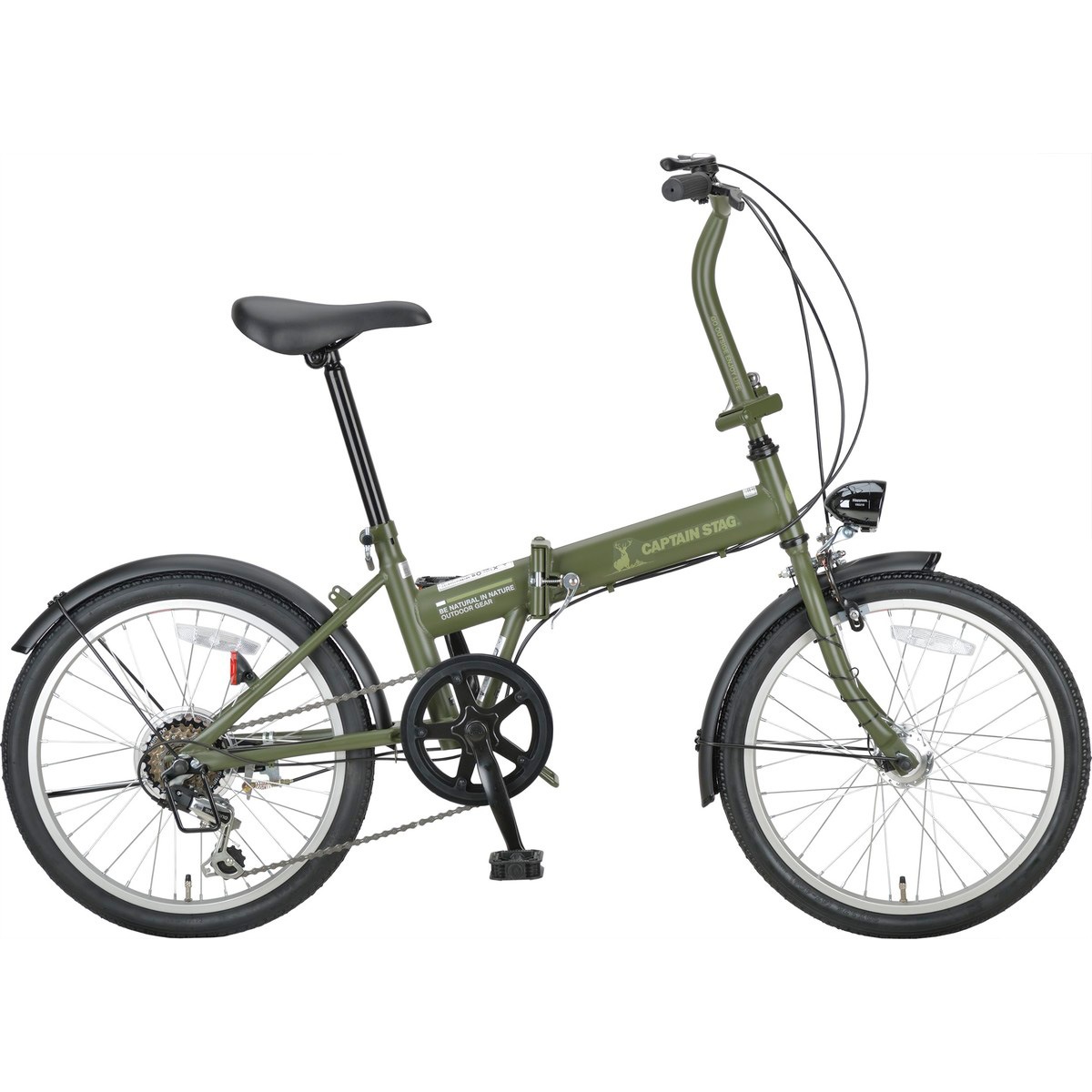 【お客様組立品】 キャプテンスタッグ ナビライトFDB206 （マットモスグリーン） 20インチ 自転車 折りたたみ