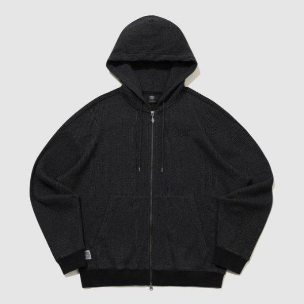 フードジップアップ VQA UR121CFT22-BLK ワッフルダイイングフードジップアップジャケット BLACK