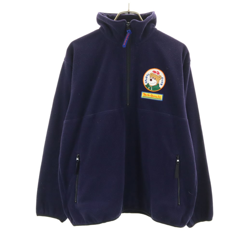 日本製 長袖 ハーフジップ フリースジャケット S ネイビー系 メンズ