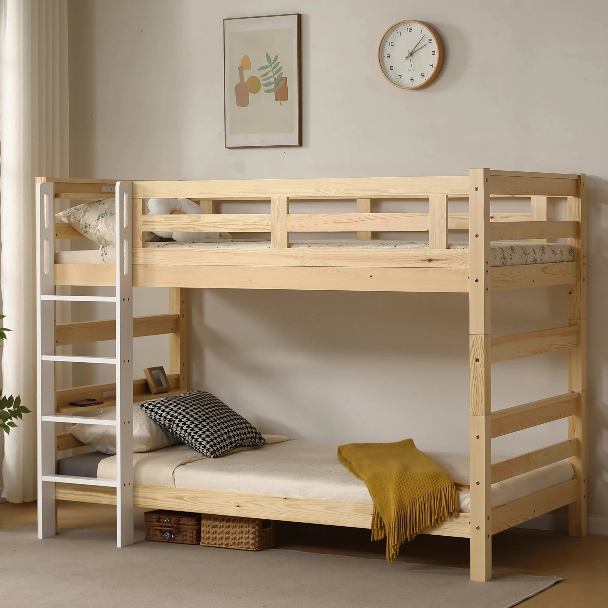 ロフトベッド 木製 シングル 分割可能 省スペース システムベッド ロフトベッド 木製ベッド 天然木 収納 風 子供 大人 一人暮らし 【ナチュラル】