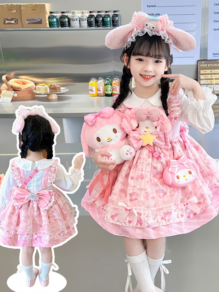 ロリータガールズプリンセスドレス秋ドレス子供の誕生日秋長袖スカートガールメロディー服