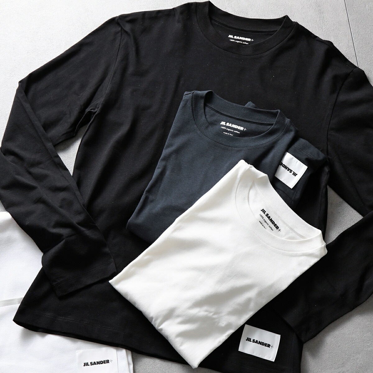 JIL SANDER+ ジルサンダー プラス 長袖Tシャツ 【3枚組】J47GC0002 JTN254 メンズ 3枚セット ロンT 000(100+001+402) J47GC0002JTN25400