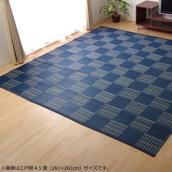 洗える PPカーペット ウィード ネイビー 本間4.5畳(約286.5286cm) 2121514