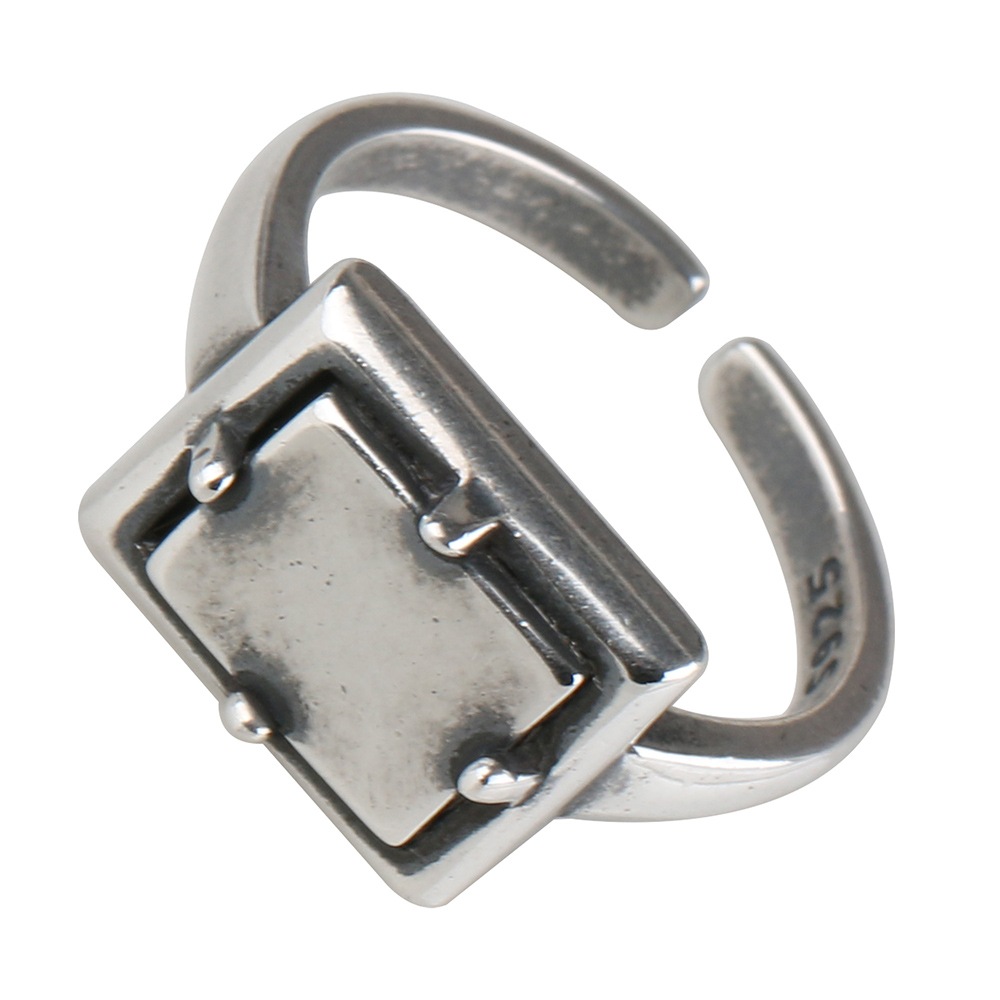 925 スクエア リング 台座 印台 [cr258]