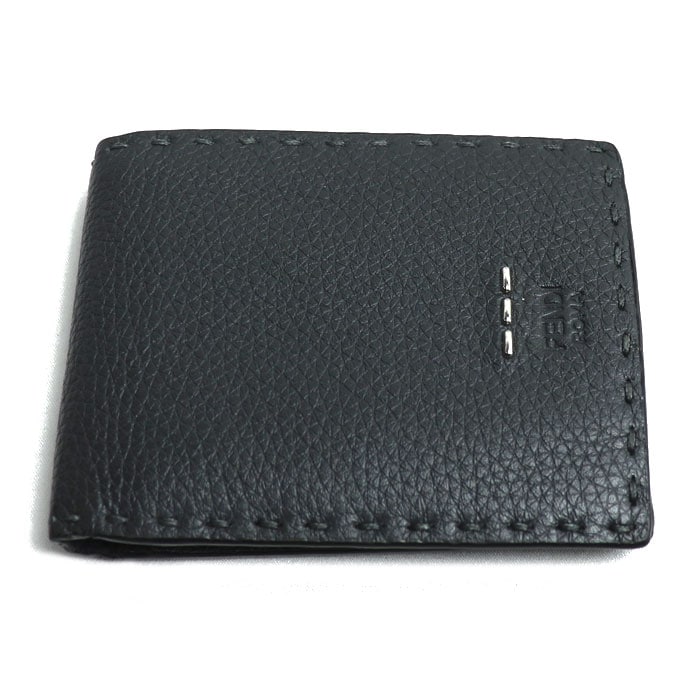 FENDI フェンディ セレリア 二つ折り財布 グレー 7M0194 O72 F0L6B メンズ 中古
