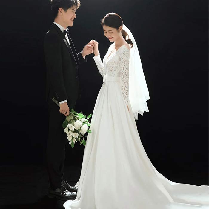 【2025限定SALE】ウェディングドレス ウエディングドレス 袖あり Aライン トレーンドレス 花嫁 ドレス 白 花嫁ドレス ウエディング 二次会ウエディングドレス 二次会ドレス ウェディングドレス 8,807円