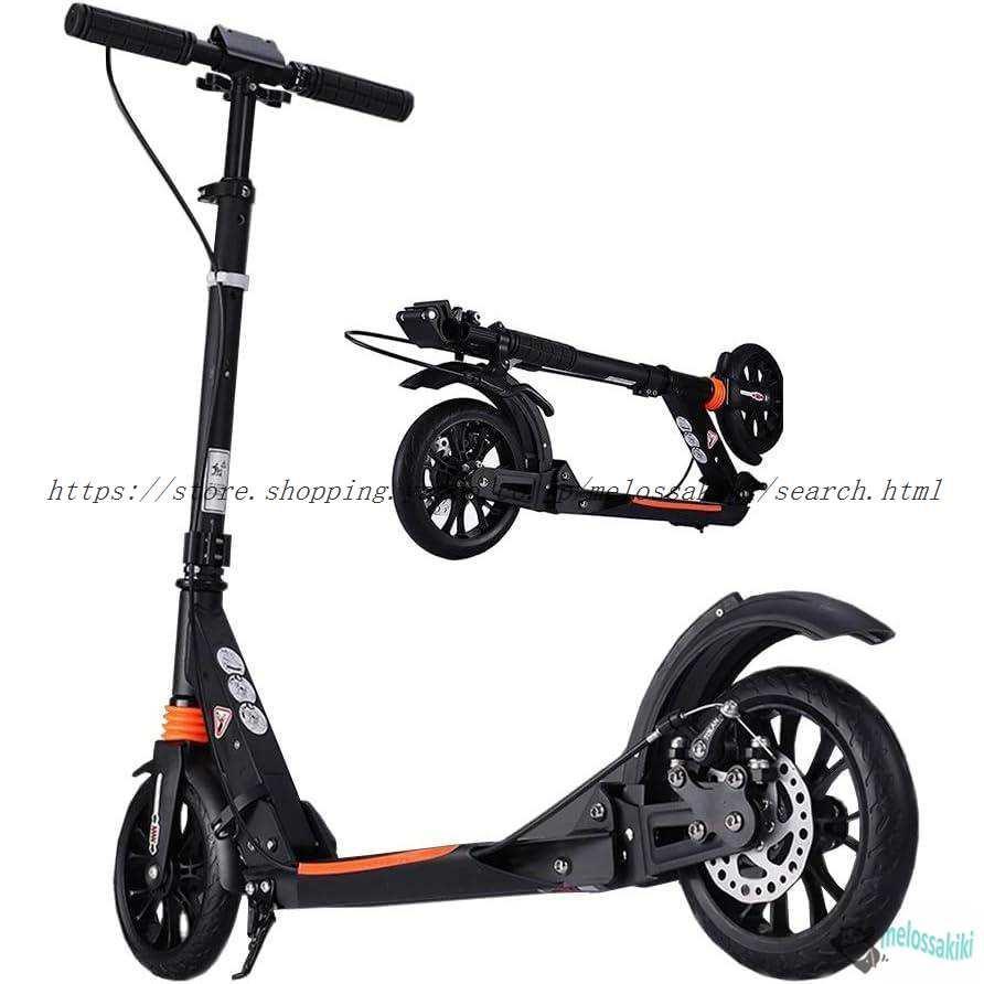 キックボード 大人用 最大100kg非電動 キックボード 折りたたみ式調整可能アダルトスクーター - ディスクブレーキ2つのビッグホイールフロント＆リア 8,274円