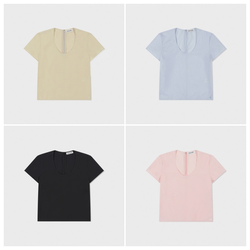 【LOW CLASSIC】 U-NECK LOGO BLOUSE : 4COLORS