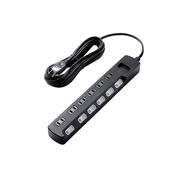 (まとめ) エレコム AV雷ガードタップ/個別スイッチ/ホコリシャッター付/6個口/5m/ブラック AVT-K6A-2650BK (×2セット)