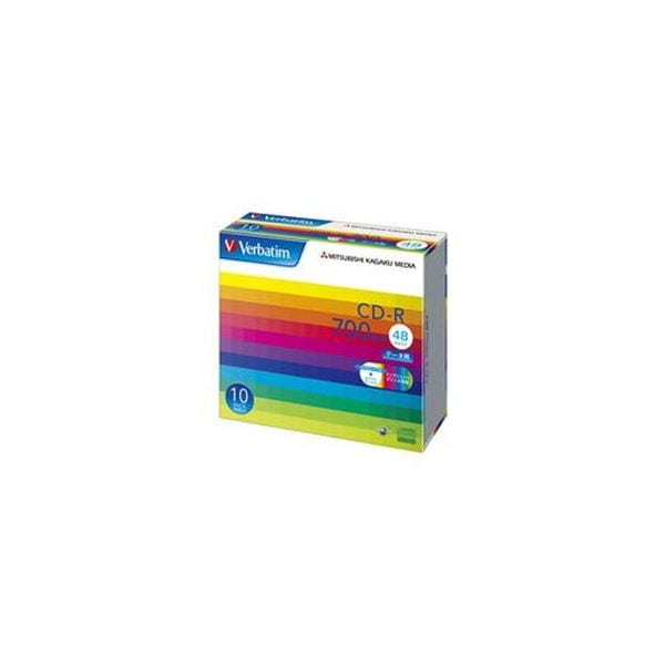 (まとめ）バーベイタム データ用CD-R700MB ワイドプリンタブル 5mmスリムケース SR80SP10V1C 1箱(100枚:10枚×10個)(×3セット)