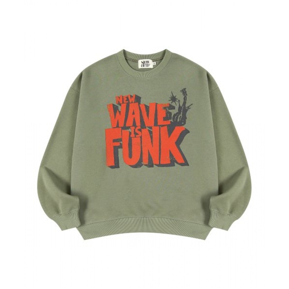 SLOW ACID ウェーブパンクスウェットシャツ [カーキ]