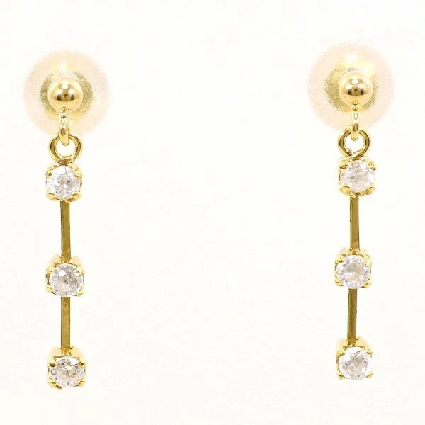K18 18金 YG イエローゴールド ピアス ジルコニア 総重量約0.5g ジュエリー 中古