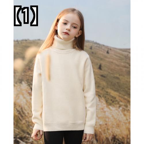 ニット キッズ トップス セーター 厚手 暖かい 女の子 フリース プルオーバー 冬 子供服 タートルネック ベージュ ピンク ブラック 6,388円