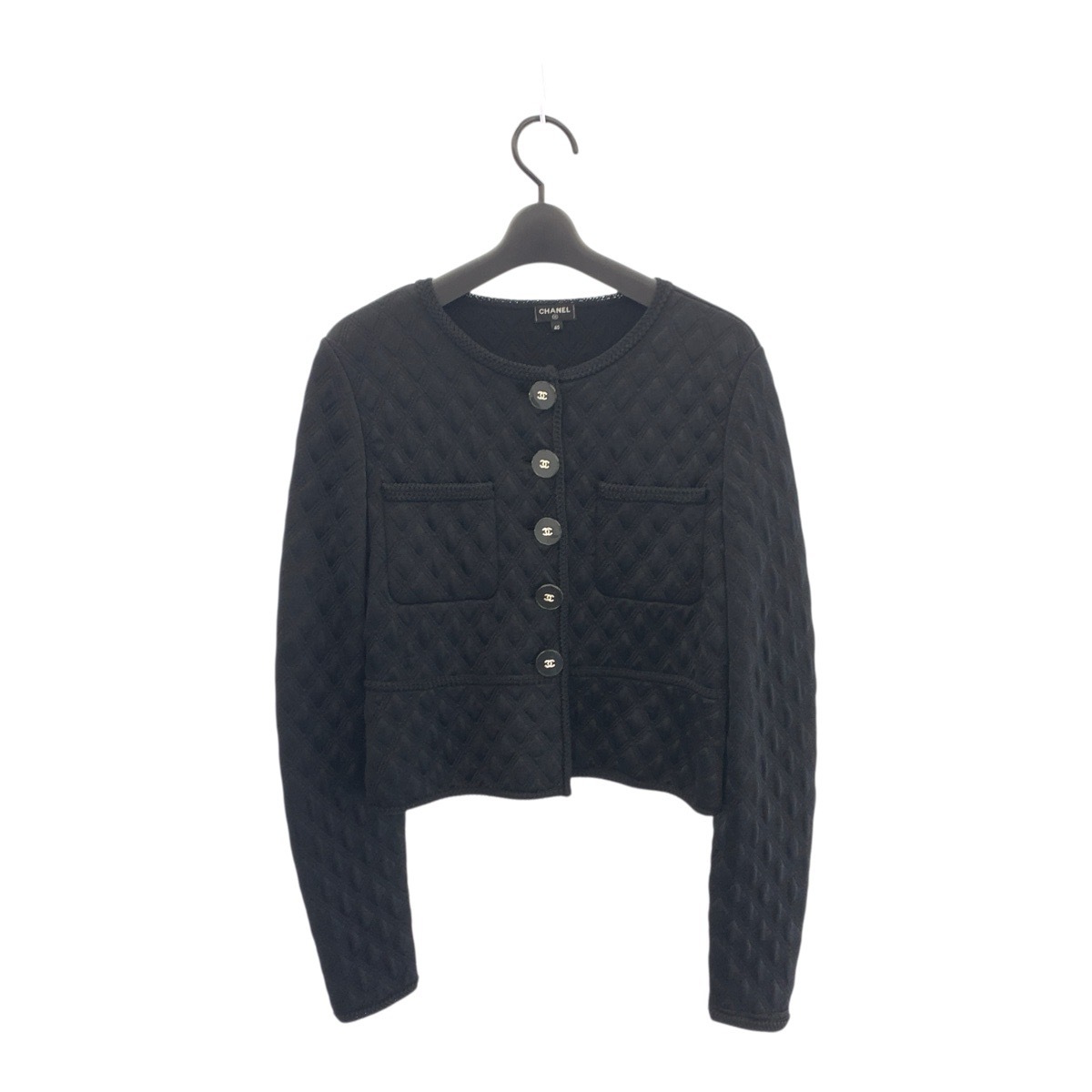 超美品 ココマーク サイズ40 ブラック 黒 シルク/ポリエステル P57008K07441 アウター ノーカラー ジャケット レディース 506574