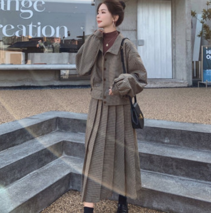 トップス スカート デート シャツ ブラウス カットソー プリーツスカート 袖あり 長袖 プリーツ 個性的 S M L XL ベージュ こなれ感 エレガント クール ゆったり モード系 ガーリー