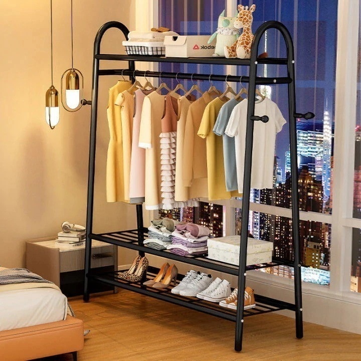 物干しラック床置き寝室にハンガーバルコニー物干しラック家庭用簡易物干し竿寮服干し棚