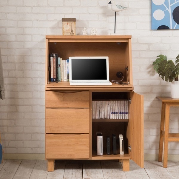 デスク パソコンデスク 幅70cm 木製 学習机 日本製 プリンター収納 PCデスク ライティングデスク 学習デスク アルダー 完成品 机 勉強机 薄型デスク 木製デスク コンパクト 収納 扉 27,820円