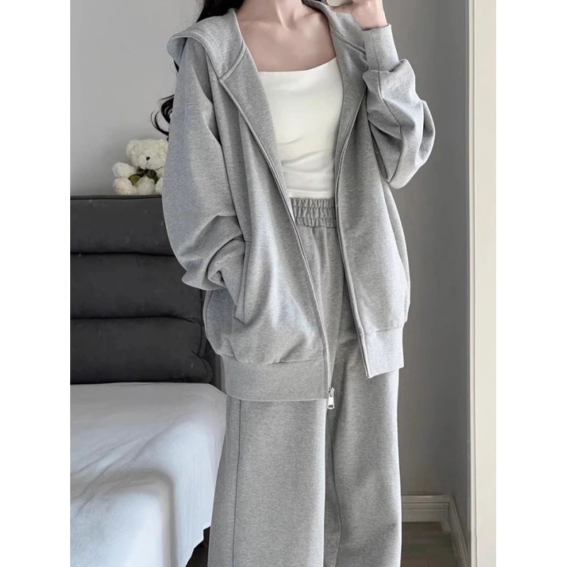 ハイエンドのカスタマイズ-胸スタイル初秋スーツカジュアルスポーツ秋 2025 新しい女性のカジュアルパンツ緩い怠惰なスタイルのジャケットセットアップ