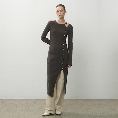 Qoo10 Atelier Nain OP-6245 無地 ロング丈 長袖 ニ