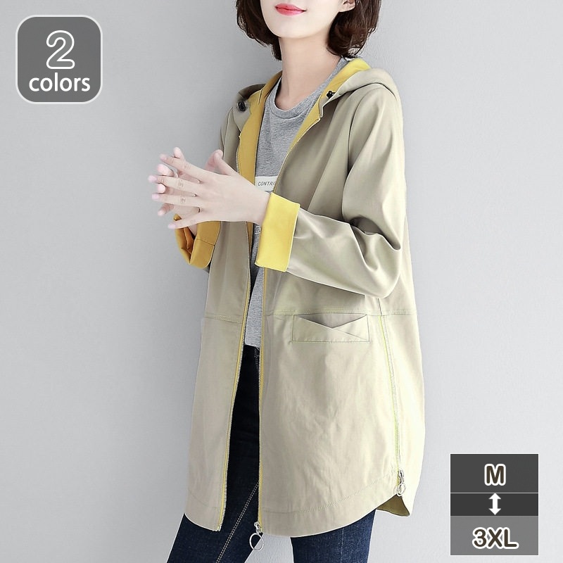 トレンチコート レディース スプリングコート 長袖 ロング丈 無地 コート アウター 着痩せ 春 秋 Aライン コート ファスナー付き ジャケット 可愛い ハロウィン ライトアウター ジャケット 膝丈 14,475円