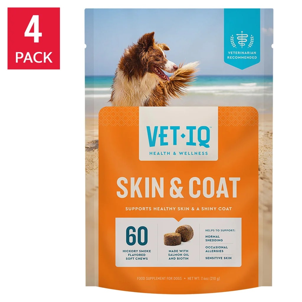VETIQ スキン＆コート ソフトチュウ ヒッコリースモーク味 240粒 犬用サプリ アメリカ版