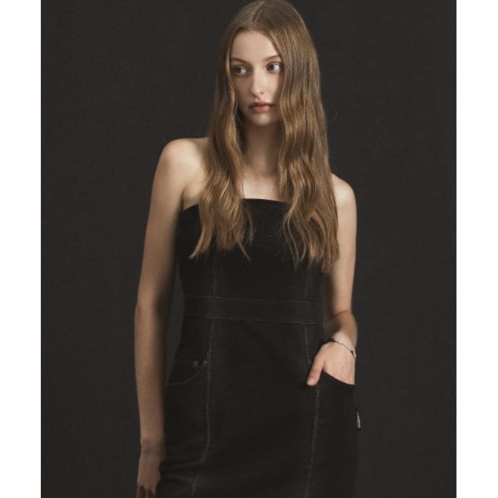 PRENDA DENIM TERRY TUBE DRESS BLACK PRTHFWOP01WC6