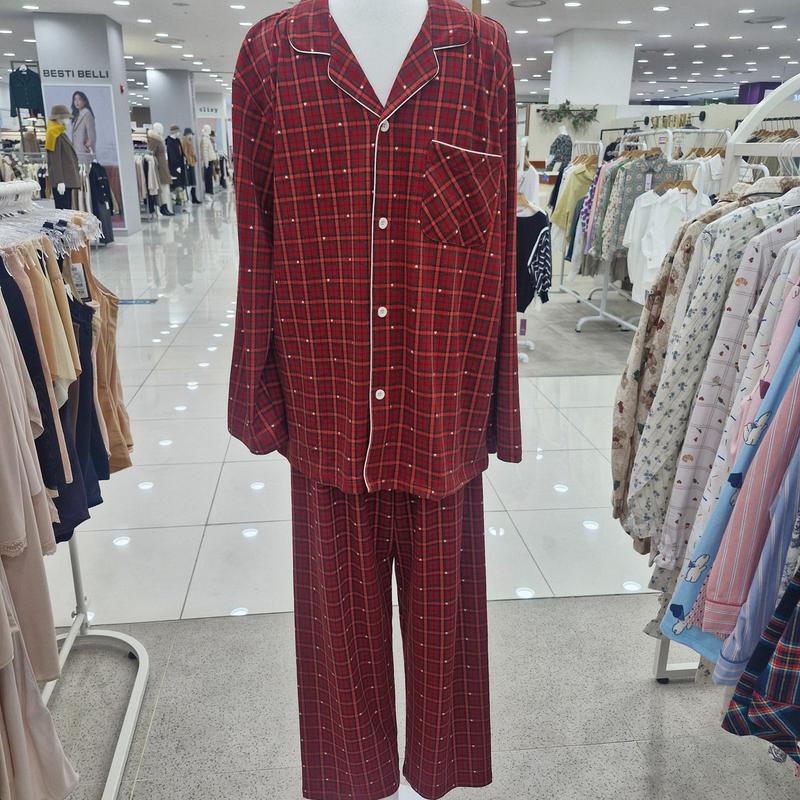 ポリ起毛ハートプリント男性パジャマセット MP8879A_SH
