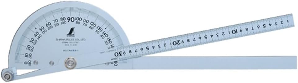 シンワ測定(Shinwa Sokutei) プロトラクター 直径210 2本竿 竿30cm目盛付き No.300 シルバー 62839