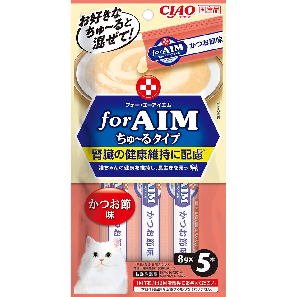 （まとめ買い）いなばペットフード CIAO forAIM ちゅるタイプ かつお節味 8gx5本入 猫用おやつ [x20]