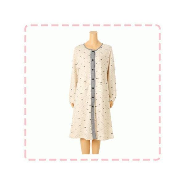 薄すぎない三重織りリボン捺染室内着ガウン 女性フルオープン型ワンピースパジャマ SEV256WL S_P409655836