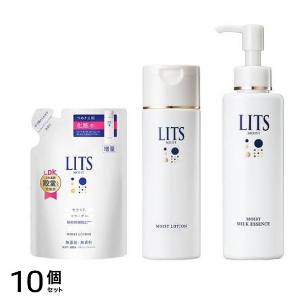 ＬＩＴＳ（リッツ） モイストローション とろみ化粧水 無香料 詰め替え用 165mL &とろみ化粧水 無香料 本体ボトル 190mL＆ミルク美容液 100mL 10個セット
