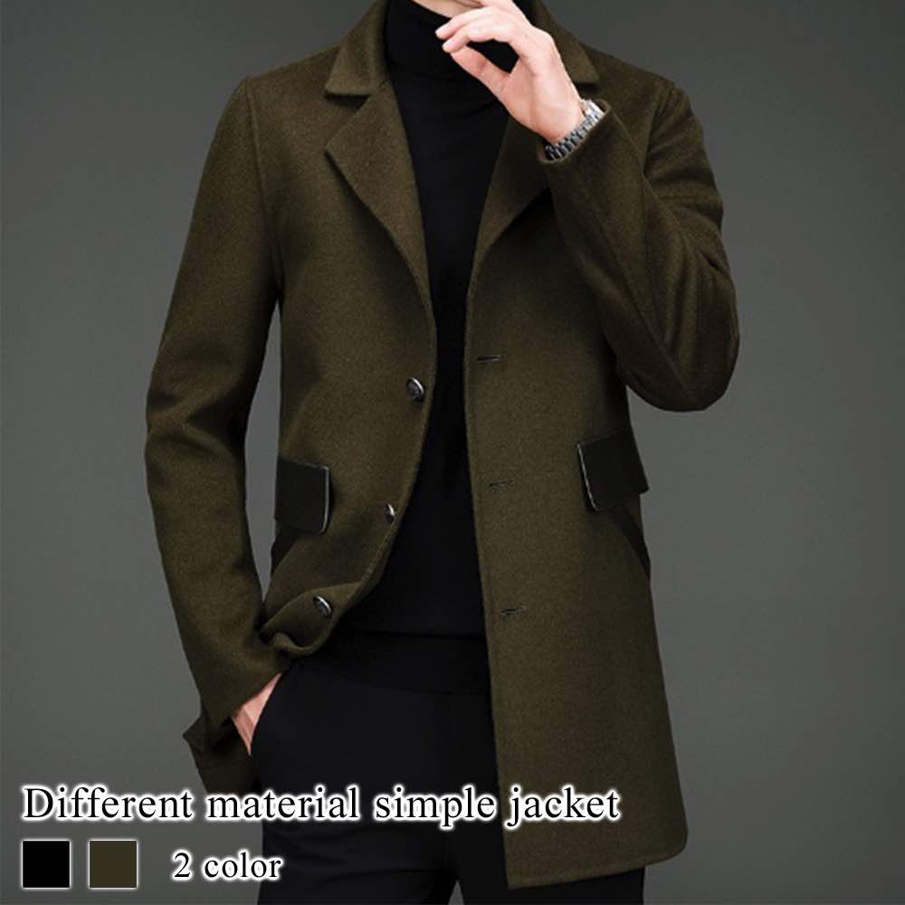 チェスターコート メンズ 異素材シンプルジャケット 青 ロング ハーフコート ブランド 春 アウター ショート ピーコート 軽い 秋 冬 グレンチェック ロングコート コート 大きいサイズ 40代 ス