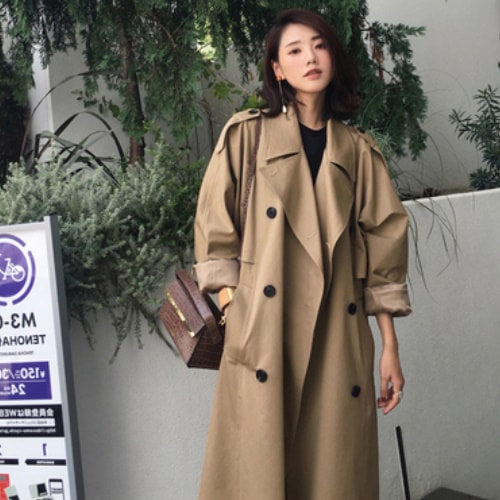 カジュアルコート ダブルブレスト シンプル クラシック ベルト シック 女性 A1891
