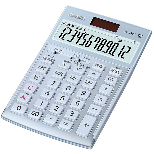 （まとめ買い）本格実務電卓 12桁 日数＆時間計算 ジャストタイプ ブルー JS-20DC-BU-N [x3]