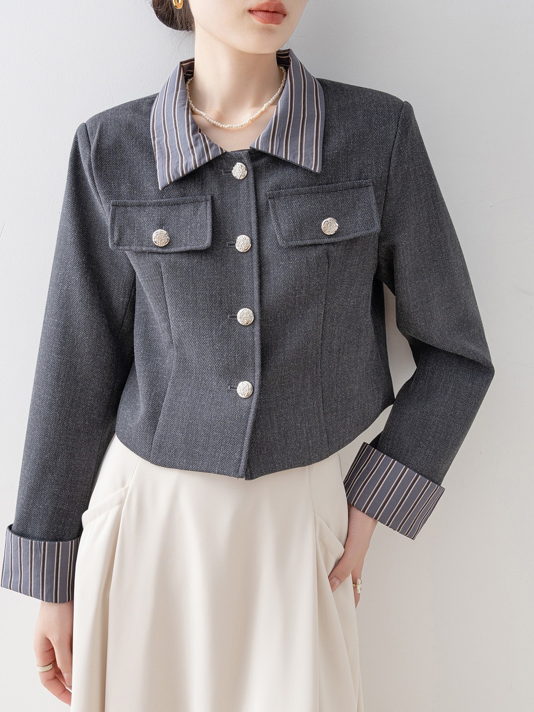 早秋ショート丈春秋長袖アウターレディース2025の秋冬トップス