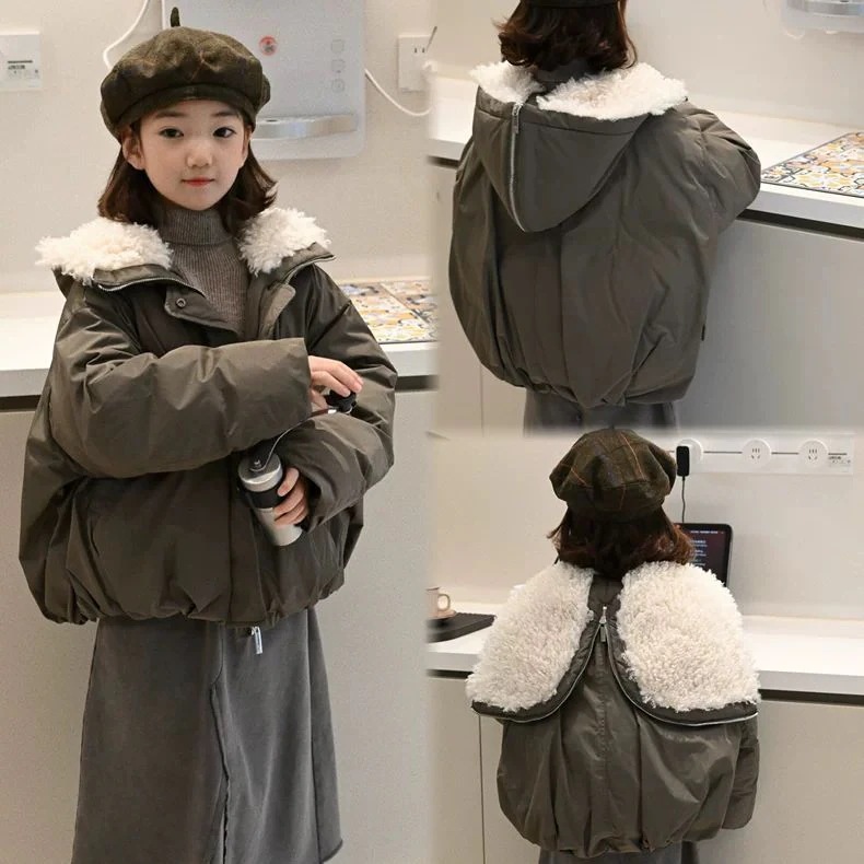 2枚購入で 3oo円FF!福袋女の子の服綿入れ25洋風大開襟コート甘い女の子のファッション 保温綿入れ アウター 子供服