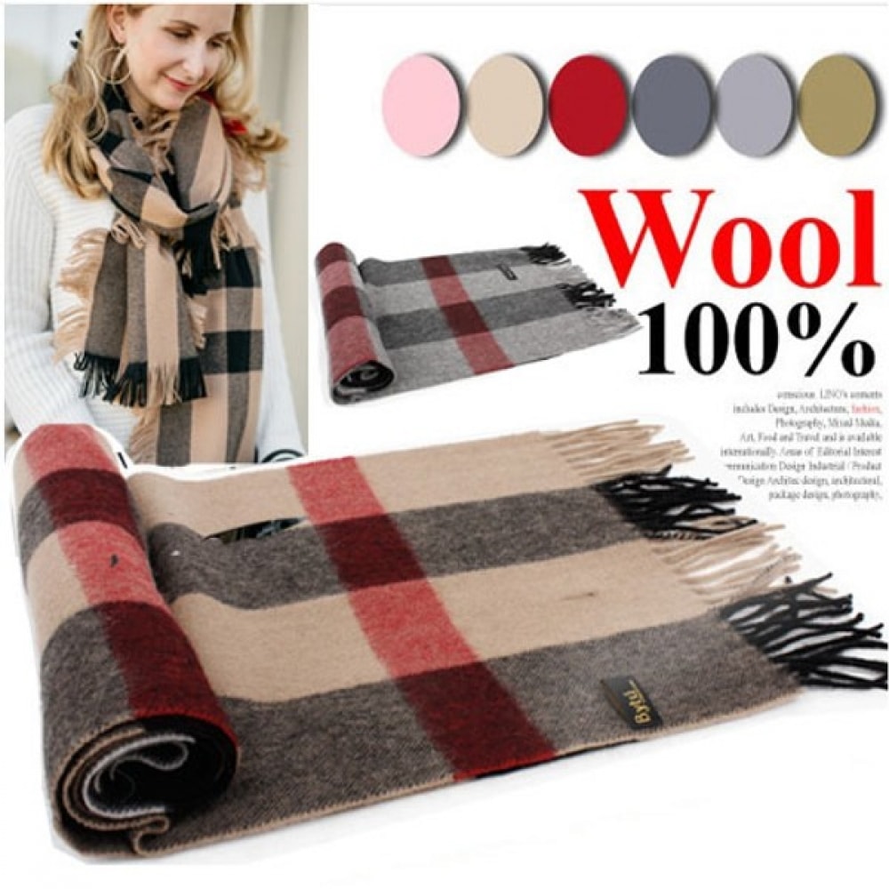 (ニナスパリ) 100% ウール_ニューブリティッシュチェックウールマフラー (2FS136)