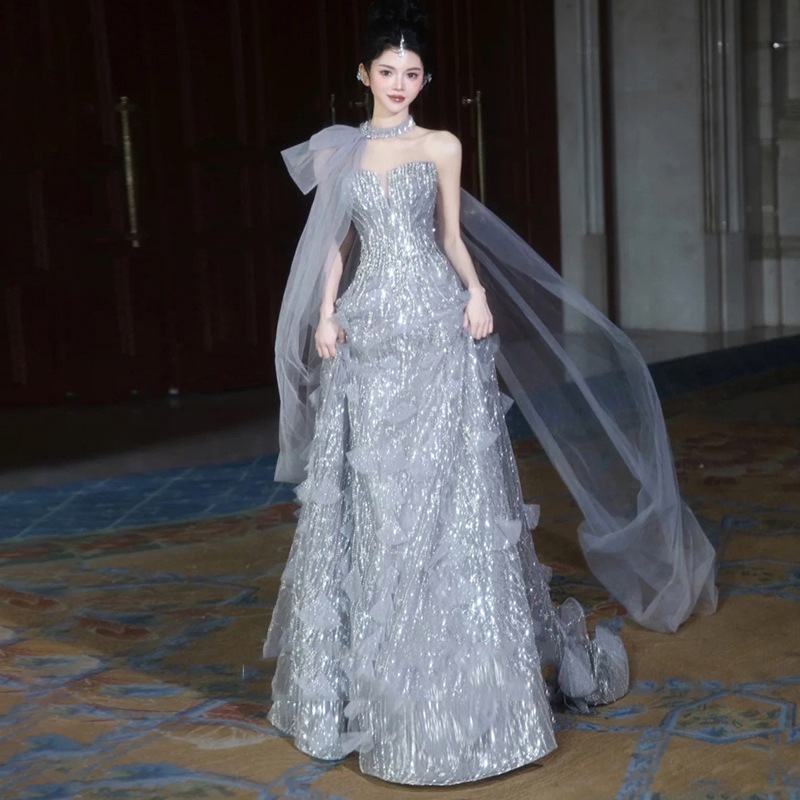 イブニングドレス卒業式用ドレス司会者用ドレスニッチな高級バースデードレス成人式用ドレス