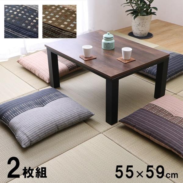 ゆかり クッション 座布団 セット しじら織 国産 日本製 仏前 法事 お盆 贈り物 和室 和柄 銘仙判 洗える 手洗いYKR55592P