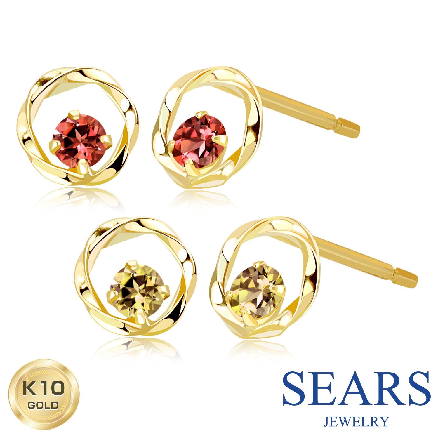ピアス 10金 レディース 天然石 スタッドピアス 地金デザイン K10 スタッド 誕生日 プレゼント ゴールド ギフト ジュエリー